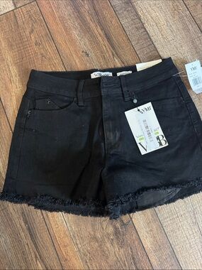 VM Black Frayed Hem Denim Shorts